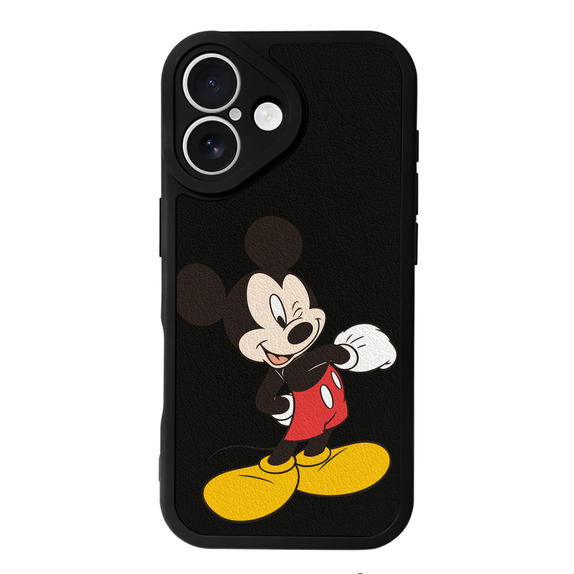 （画像用） ミッキーマウス Mickey Mouse 【iPhone 16シリーズ対応】シリコンスマホケース（レザー調） 材質：シリコン